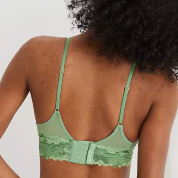 Aerie Sunkissed Lace Triangle Bralette Green Mission M - Picture 6 of 12